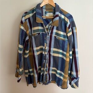Free People We The Free Blue and Yellow Plaid Shirt